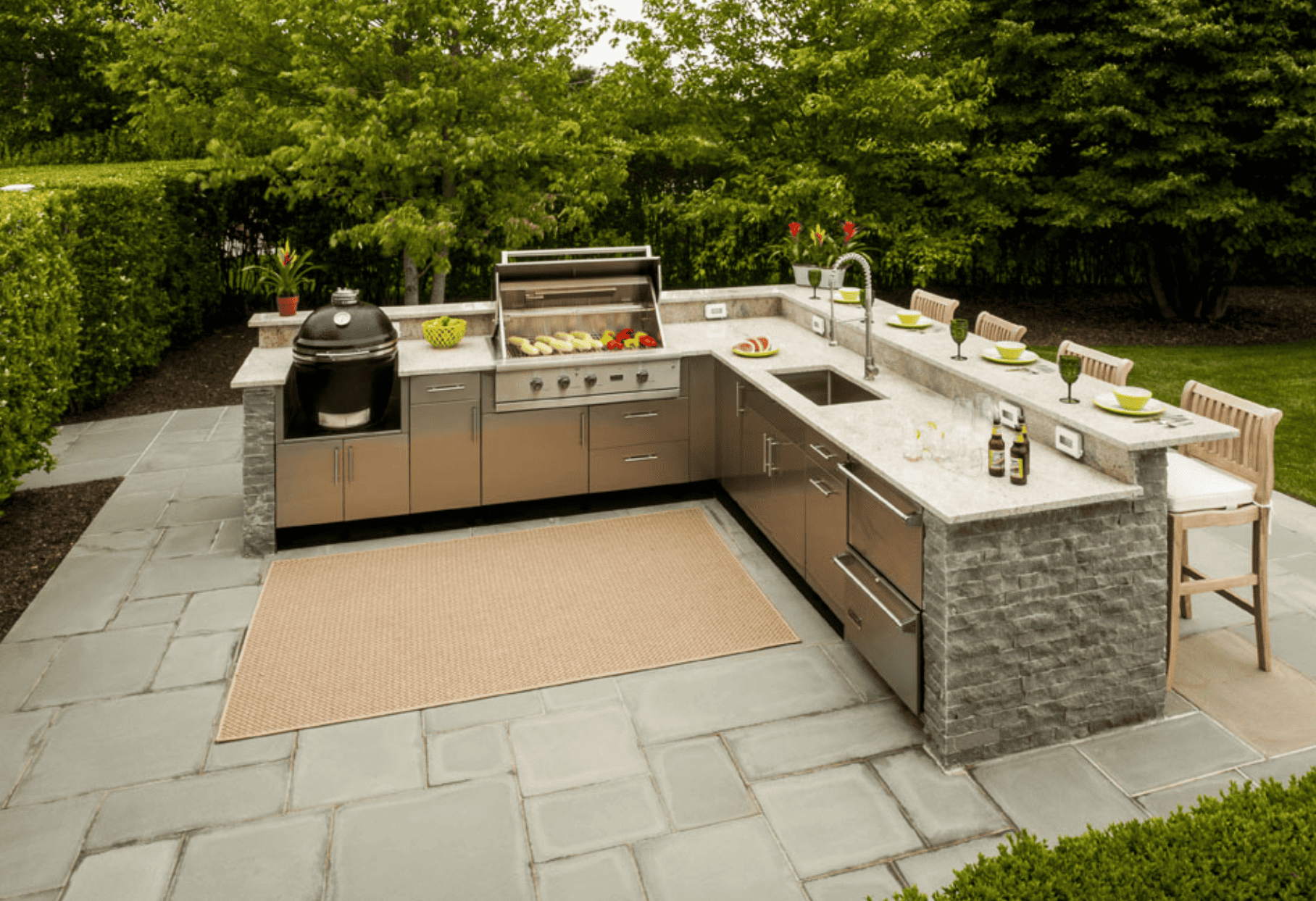 L Shaped Outdoor Kitchen Island