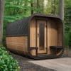 SaunaLife CL12G Outdoor Cube Sauna with Backyard View