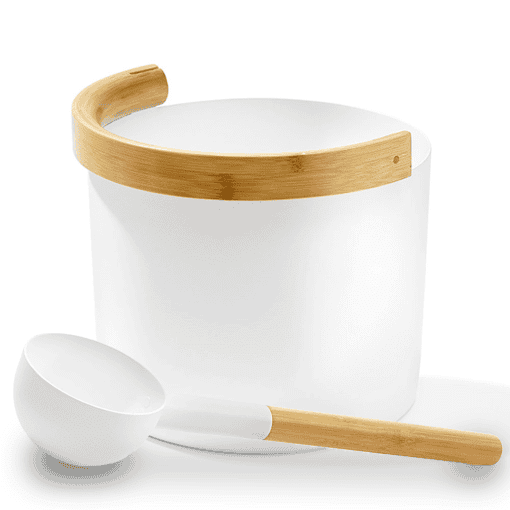 Sauna Bucket with curved handle and Ladle Black White