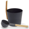 Black KOLO Sauna Bucket with straight handle and Ladle, Bamboo/Aluminum, 1Gal Set #3