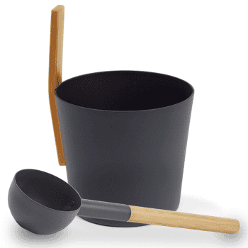 Black KOLO Sauna Bucket with straight handle and Ladle, Bamboo/Aluminum, 1Gal Set #3