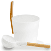 White KOLO Sauna Bucket with straight handle and Ladle, Bamboo/Aluminum, 1Gal Set #3