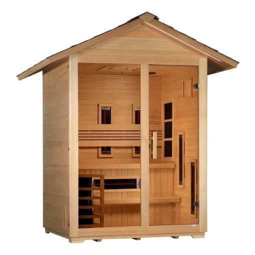 Golden Designs Carinthia 3 Person Hybrid Outdoor Sauna – Canadian Hemlock side