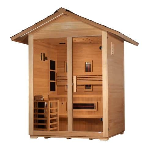 Golden Designs Carinthia 3 Person Hybrid Outdoor Sauna – Canadian Hemlock side 2