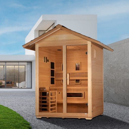 Golden Designs Carinthia 3 Person Hybrid Outdoor Sauna – Canadian Hemlock