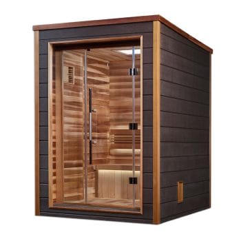 Golden Designs Narvik 2 Person Outdoor-Indoor Traditional Sauna – Canadian Red Cedar Interior side