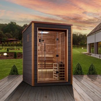 Golden Designs Narvik 2 Person Outdoor-Indoor Traditional Sauna – Canadian Red Cedar Interior