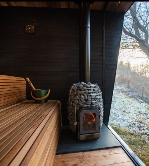 HUUM Hive Wood 17 Wood-Burning Sauna Stove In Outdoor Sauna