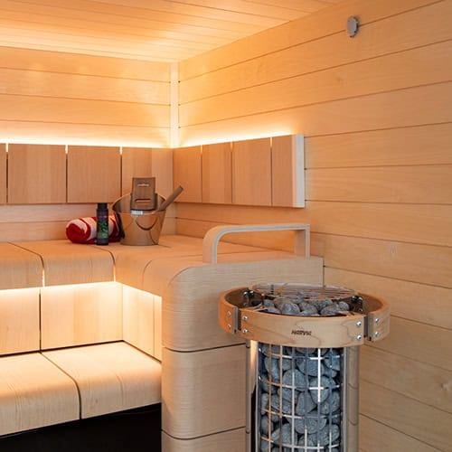 Harvia Cilindro PC Electric Sauna Heater with Built-In Controls with Safety Railing