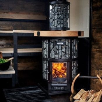Harvia GreenFlame Series Legend 240 15.9kW Wood Sauna Stove In Sauna