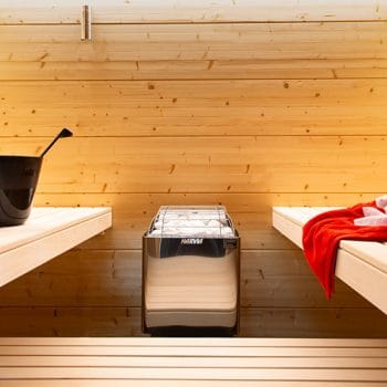 Harvia KIP B Electric Sauna Heater with Built-in Controls Installed