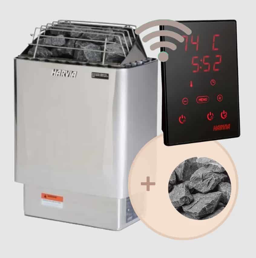 Harvia Kip 6kw Electric Heater Package w Digital Controller and Wifi and Stones