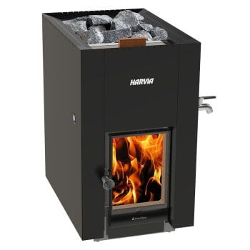 Harvia Linear 22 GreenFlame ES, 15.7 kW, Water Tank, Wood Sauna Stove