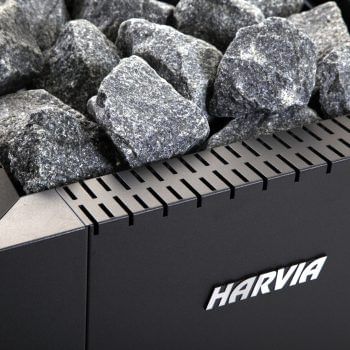 Harvia Linear Series 16 Black 17.9kW Wood Sauna Stove WK160C Closeup