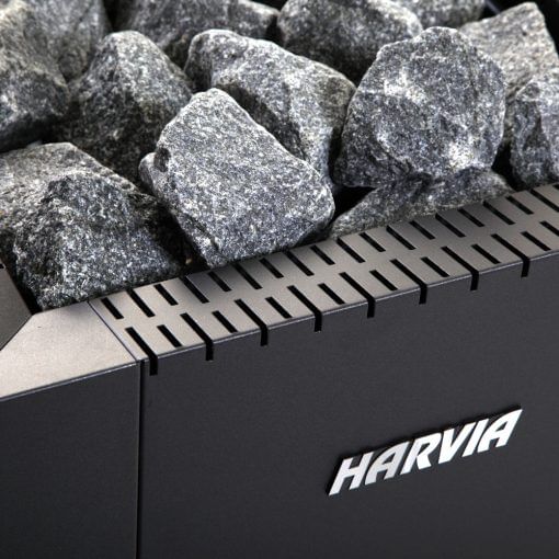 Harvia Linear Series 16 Black 17.9kW Wood Sauna Stove WK160C Closeup