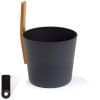 KOLO Sauna Bucket #3 with straight handle, Bamboo/Aluminum, 1Gal