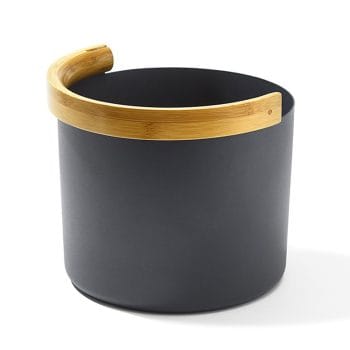 Black KOLO Sauna Bucket #2 with curved Handle, Bamboo/Aluminum, 1Gal