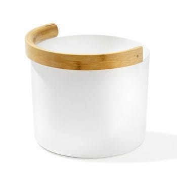 White KOLO Sauna Bucket #2 with curved Handle, Bamboo/Aluminum, 1Gal