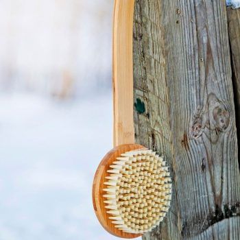 KOLO Sauna Bath Back Scrubbing Brush with Handle, Natural Bamboo