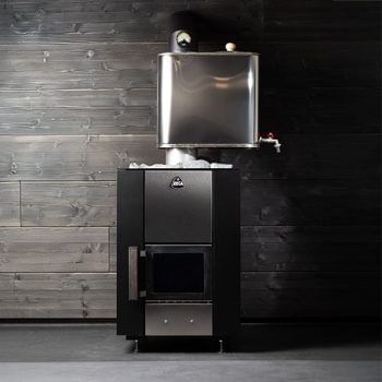 Narvi Kuru wood fired sauna stove with water heater