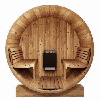 SaunaLife Model E6 3 Person Outdoor Barrel Sauna Front Cross Section