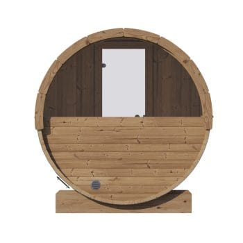 SaunaLife Model E6W 3 Person Outdoor Sauna Barrel Window Back View