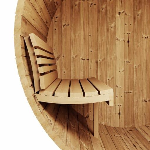 SaunaLife Model E7W 4 Person Sauna Barrel Window Interior Bench View