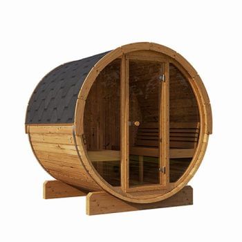 SaunaLife Model E8G Barrel Outdoor Sauna Front