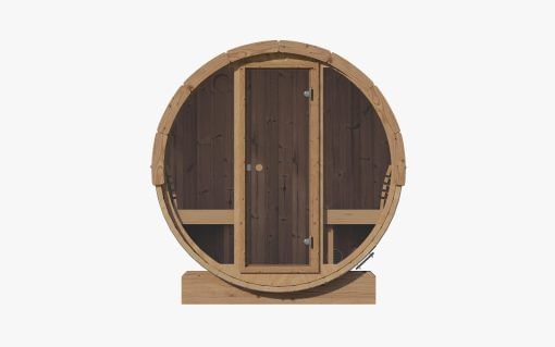 SaunaLife Model E8G Barrel Outdoor Sauna Front view