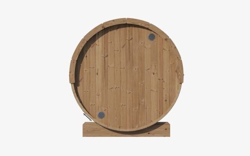 SaunaLife Model E8G Barrel Outdoor Sauna back view