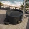 SaunaLife Model S4B Wood-Fired Hot Tub Black on Deck