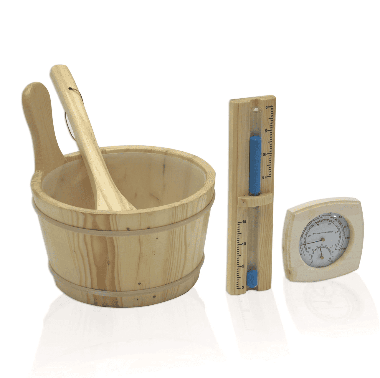 Sandglass, bucket, and scoop