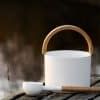 Sauna Bucket with curved handle and Ladle White