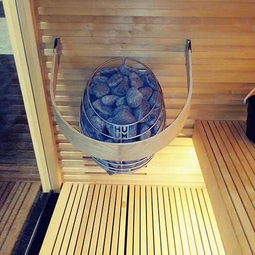 Huum Drop Sauna Heater after Water Poured Over Rocks in Auroom Sauna