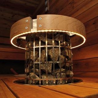 Harvia Cilindro Safety Rail with Lights Installed