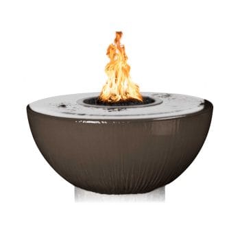 The Outdoor Plus Sedona Fire & Water Bowl - 360° Spill - GFRC Concrete Chocolate
