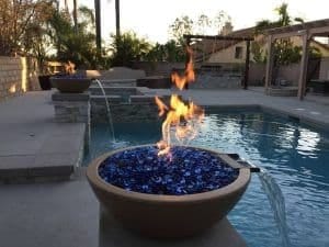 Sedona Pool Fire Bowl with Blue Fireglass