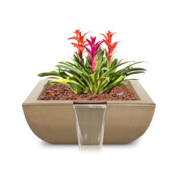 The Outdoor Plus Avalon Planter & Water Bowl - GFRC Concrete Brown