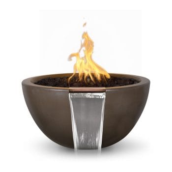 The Outdoor Plus Luna Fire & Water Bowl - GFRC Concrete Chocolate