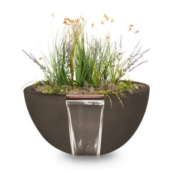 The Outdoor Plus Luna Planter & Water Bowl - GFRC Concrete Chocolate