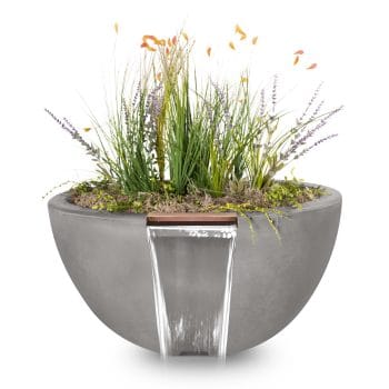 The Outdoor Plus Luna Planter & Water Bowl - GFRC Concrete Natural Gray