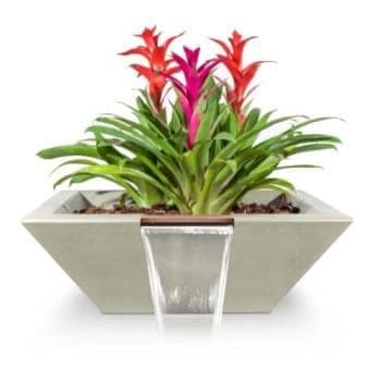The Outdoor Plus Maya Planter & Water Bowl - GFRC Concrete Ash