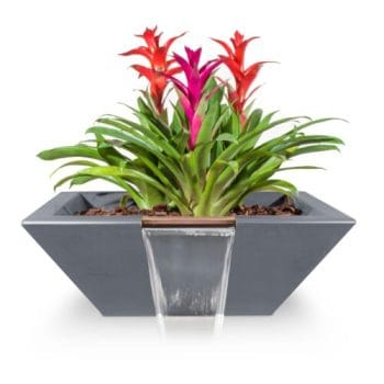 The Outdoor Plus Maya Planter & Water Bowl - GFRC Concrete Gray