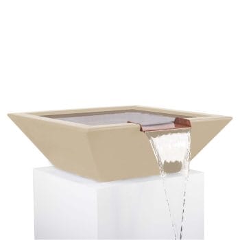 The Outdoor Plus Maya Water Bowl - GFRC Concrete With Copper Scupper