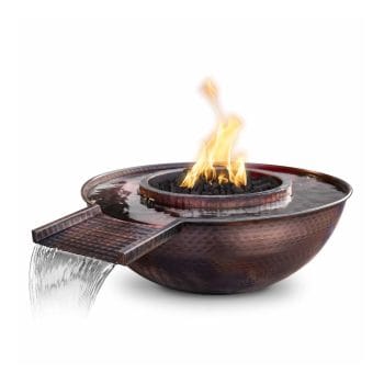 The Outdoor Plus Sedona Fire and Water Bowl - Gravity Spill - Hammered Copper