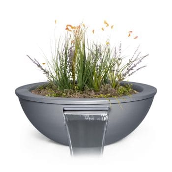 The Outdoor Plus Sedona Planter & Water Bowl - Powder Coated Gray