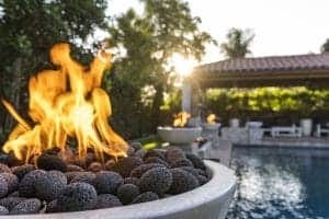 Luna Fire Pit - GFRC Concrete by pool