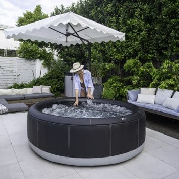 MSPA PREMIUM Super Camaro Hot Tub setting up in backyard