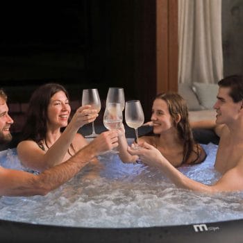 MSPA URBAN Aurora Hot Tub light blue lights close up