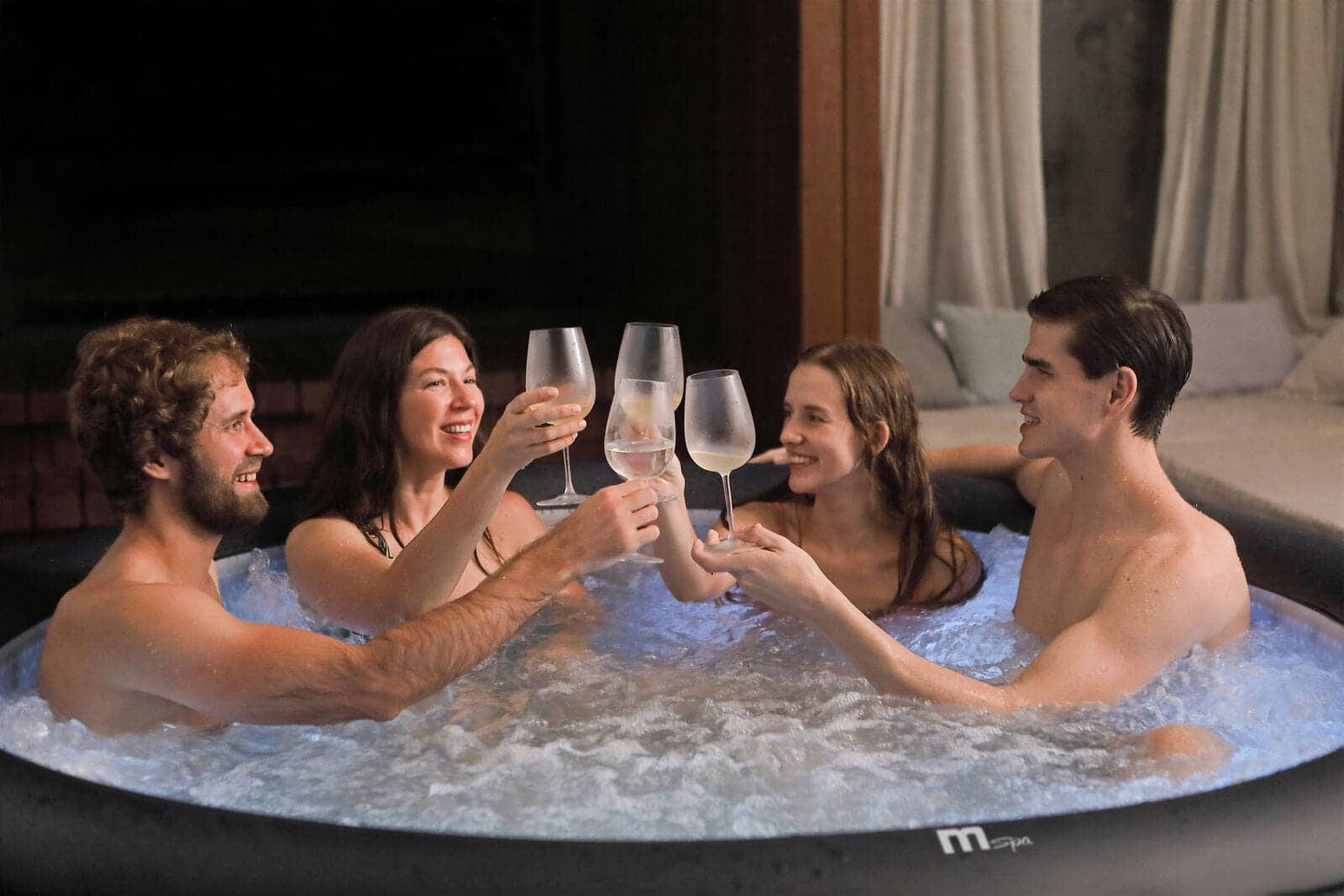 MSPA URBAN Aurora Hot Tub light blue lights close up